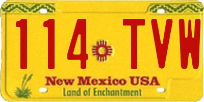 NM license plate 114TVW