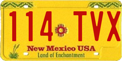 NM license plate 114TVX