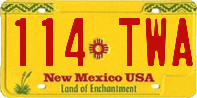 NM license plate 114TWA