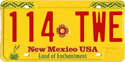 NM license plate 114TWE