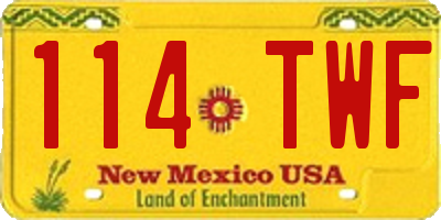 NM license plate 114TWF