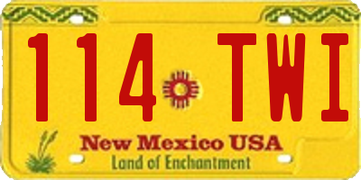 NM license plate 114TWI
