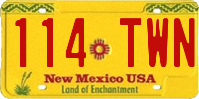 NM license plate 114TWN