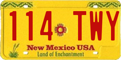 NM license plate 114TWY