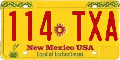 NM license plate 114TXA