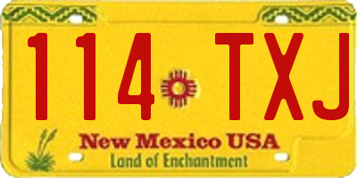 NM license plate 114TXJ
