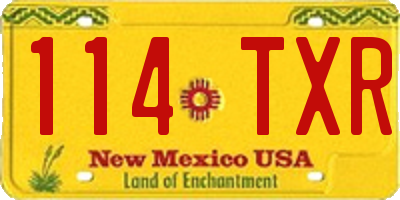 NM license plate 114TXR