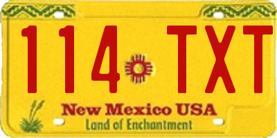 NM license plate 114TXT