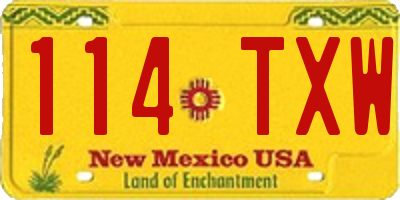 NM license plate 114TXW