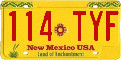 NM license plate 114TYF