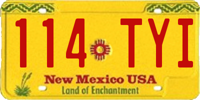 NM license plate 114TYI