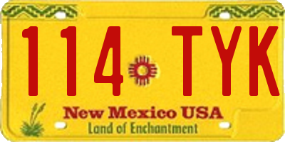 NM license plate 114TYK