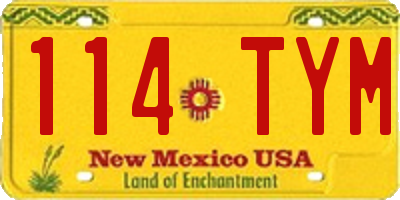 NM license plate 114TYM