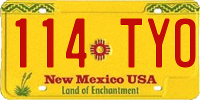 NM license plate 114TYO