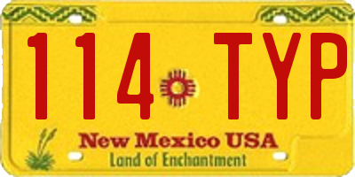 NM license plate 114TYP