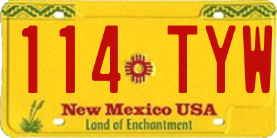 NM license plate 114TYW