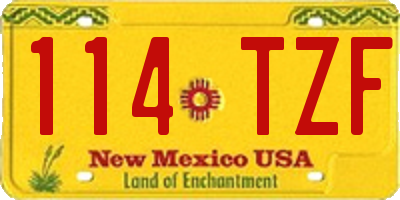 NM license plate 114TZF