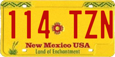 NM license plate 114TZN