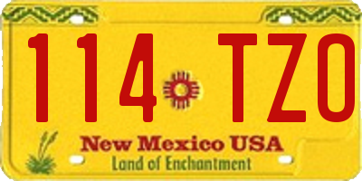 NM license plate 114TZO