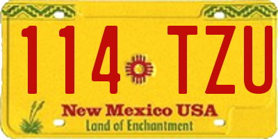 NM license plate 114TZU