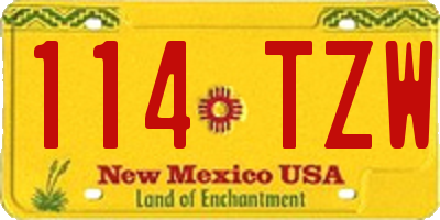 NM license plate 114TZW