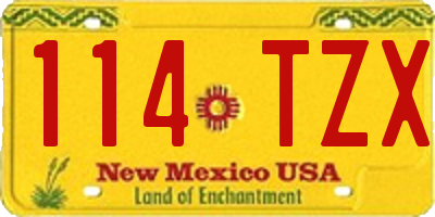 NM license plate 114TZX