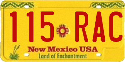 NM license plate 115RAC