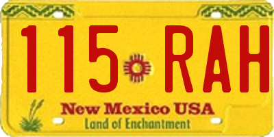 NM license plate 115RAH