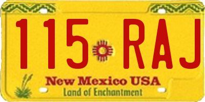 NM license plate 115RAJ