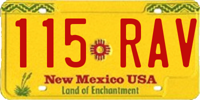 NM license plate 115RAV