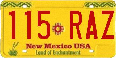 NM license plate 115RAZ