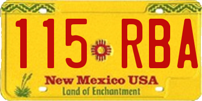 NM license plate 115RBA