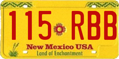NM license plate 115RBB