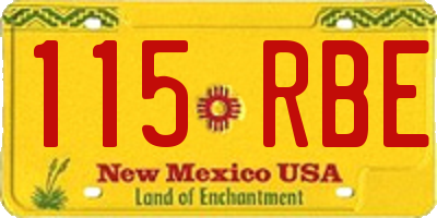 NM license plate 115RBE