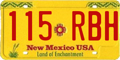 NM license plate 115RBH