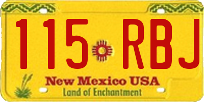 NM license plate 115RBJ
