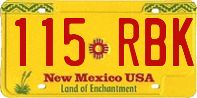NM license plate 115RBK