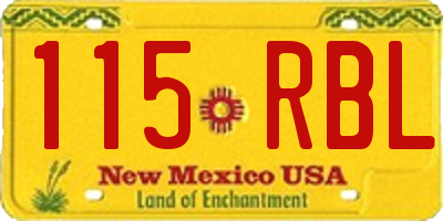 NM license plate 115RBL