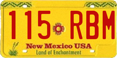 NM license plate 115RBM