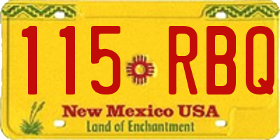 NM license plate 115RBQ