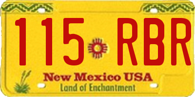 NM license plate 115RBR