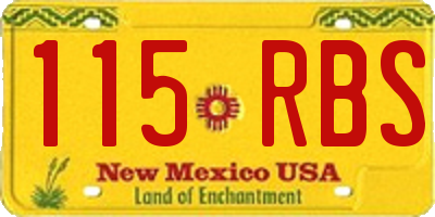 NM license plate 115RBS