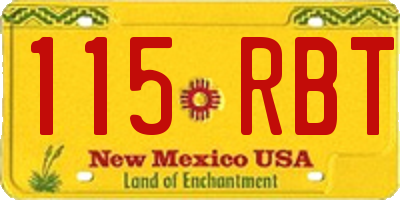 NM license plate 115RBT