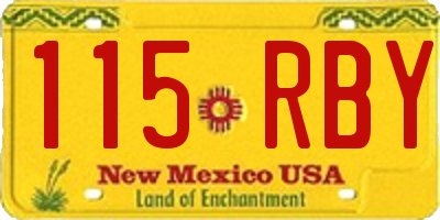 NM license plate 115RBY