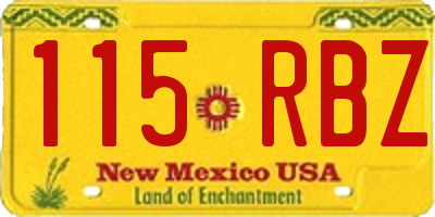 NM license plate 115RBZ
