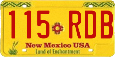 NM license plate 115RDB