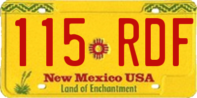 NM license plate 115RDF