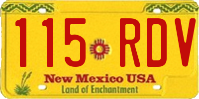 NM license plate 115RDV