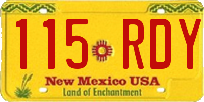 NM license plate 115RDY