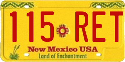 NM license plate 115RET